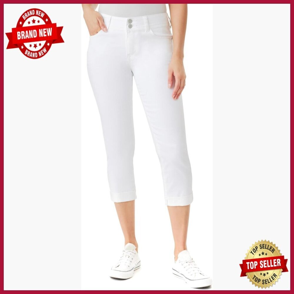 Mid-Rise Skinny Cropped Jeans with Stretch Waistband, 23.5" Inseam